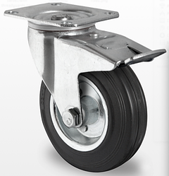 Поворотне колесо з гальмом діаметром 125 мм зі стандартної чорної гуми