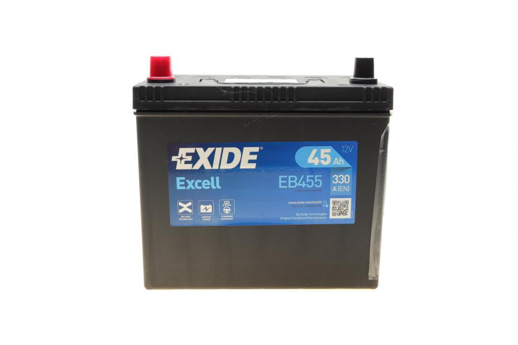 Акумуляторна батарея 45Ah/330A (237x127x227/+L/B00) Excell Азія EXIDE EB455 UA62, фото 1