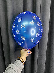 Гелієва куля "Сніжинки білі" синій металік