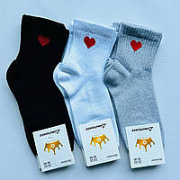 Шкарпетки жіночі весна-осінь середні з резинкою 36-40 розмір мікс кольорів 12 пар малюнок сердечко Житомир