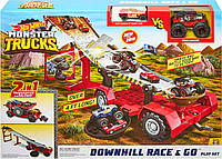Трек Хот Вилс Передвижной Трамплин Hot Wheels Monster Trucks DownHill Race & Go HWT40