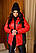 Теплий жіночий лижний зимовий костюм штани куртка червоний з чорним 48-50 52-54 56-58, фото 2