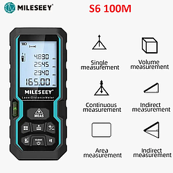 Лазерний далекомір (рулетка) MILESEEY S6 100M для вимірювання довжини, площі, об'єму