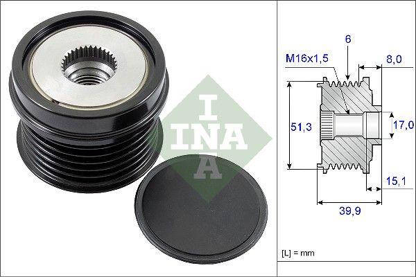 Шкив генератора Ford Fiesta/Focus/Mondeo 10- (Litens 920999) INA 535 0252 10 UA61 Шкив генератора Ford Fiesta/Focus/Mondeo 10- (Litens 920999) INA 535 0252 10 UA61