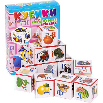 Кубики детские  украинские "Азбука" Пластик в коробочке
