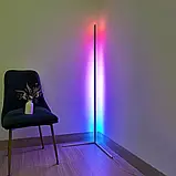 Кутова LED RGB-лампа торшер STAND 1.2 м з пультом керування підсвітка кімнати підлогова від USB, фото 4