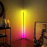 Кутова LED RGB-лампа торшер STAND 1.2 м з пультом керування підсвітка кімнати підлогова від USB, фото 6