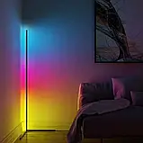 Кутова LED RGB-лампа торшер STAND 1.2 м з пультом керування підсвітка кімнати підлогова від USB, фото 7