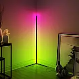 Кутова LED RGB-лампа торшер STAND 1.2 м з пультом керування підсвітка кімнати підлогова від USB, фото 5