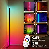 Кутова LED RGB-лампа торшер STAND 1.2 м з пультом керування підсвітка кімнати підлогова від USB, фото 3