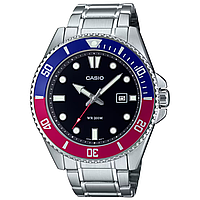Стальные водонепроницаемые часы 200м Касио кварцевые мужские наручные часы с датой Casio оригина MDV-107D-1A3