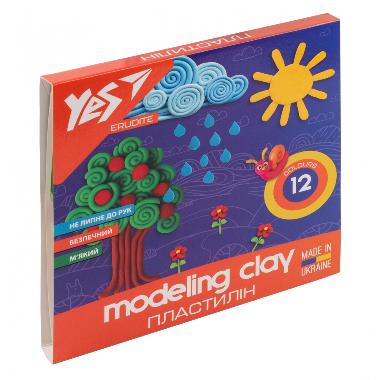 Пластилін 12 кольорів YES Erudite 240 гр 540560