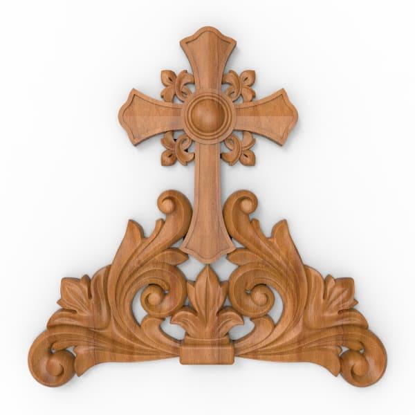 Різьблений декоративний хрест з дерева на арку в церкву на церковні меблі в храм на іконостас тетрапод анолой кивот царські ворота