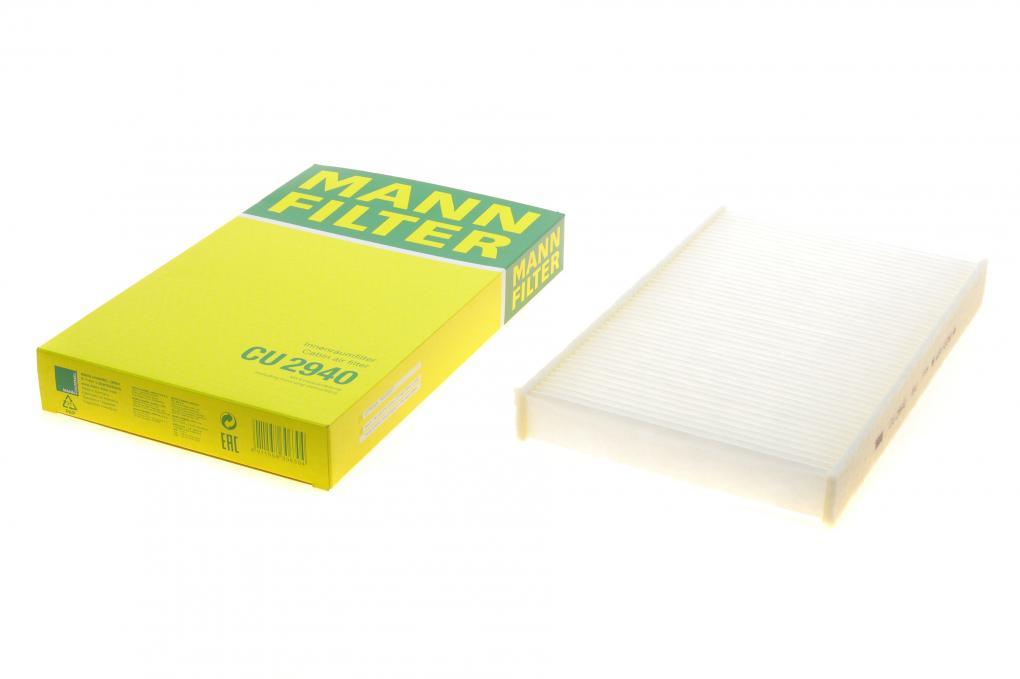 Фільтр салону Citroen C2 03-10/C3 01-/C4/Peugeot 1007 04-/307 01-/308 07-14/408 11- MANN-FILTER CU 2940 UA62, фото 1