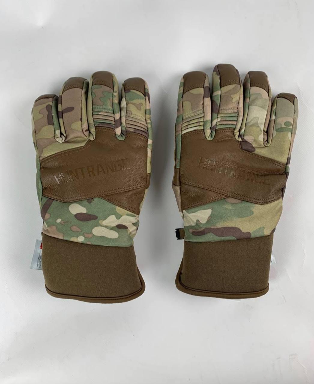 Тактичні зимові рукавички шкіряні мультикам Рукавички теплі мультикам для військових ЗСУ Розмір M L XL