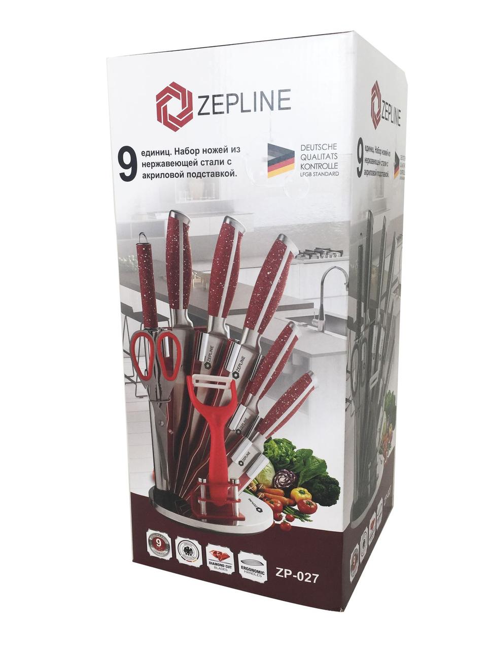 Набор ножей Zepline ZP-027 8 предметов, стальные, цвет красный (ip100088) Кухонный набор для пикника - фото 2 - id-p2052555119