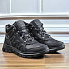 Зимові шкіряні черевики, кросівки чоловічі чорні утеплені з натуральної шкіри на хутрі, чоловіче взуття на зиму, фото 2