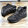 Зимові шкіряні черевики, кросівки чоловічі чорні утеплені з натуральної шкіри на хутрі, чоловіче взуття на зиму, фото 4