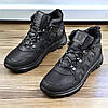 Зимові шкіряні черевики, кросівки чоловічі чорні утеплені з натуральної шкіри на хутрі, чоловіче взуття на зиму, фото 3