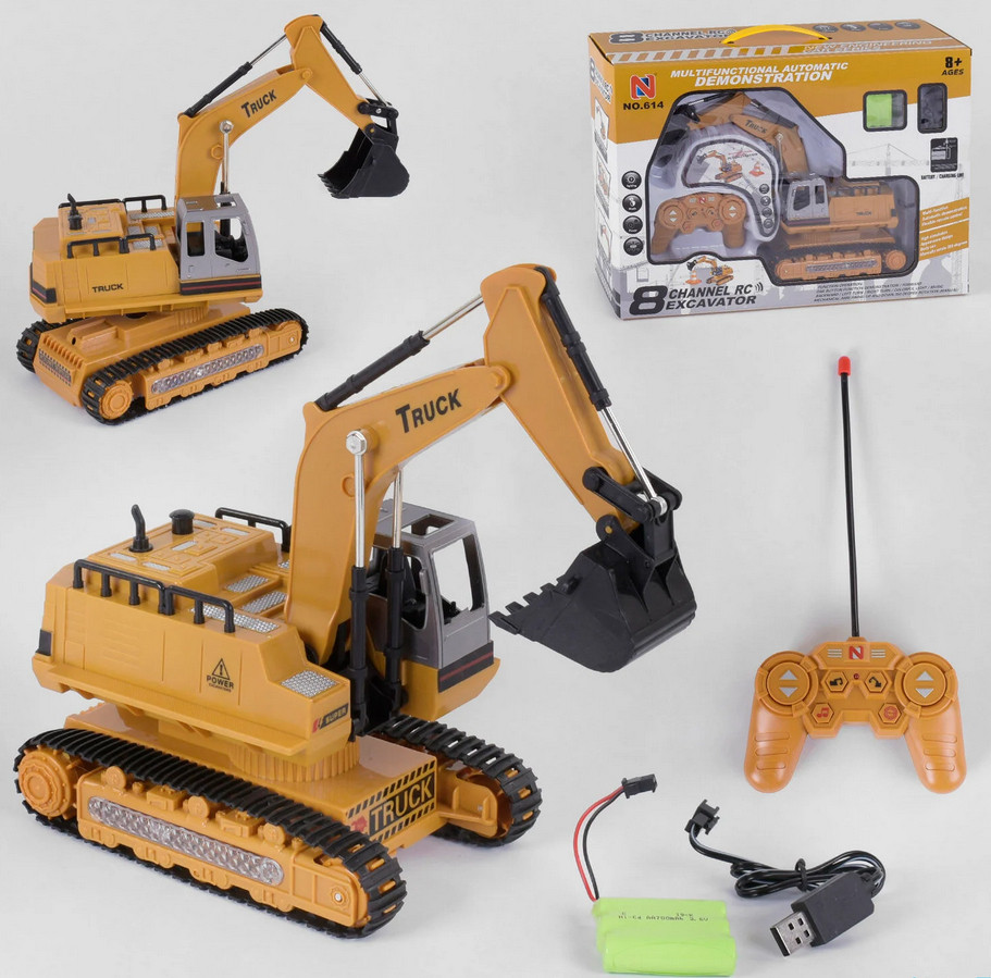 Екскаватор на радіокеруванні 614 світлозвук музика в коробці, фото 1