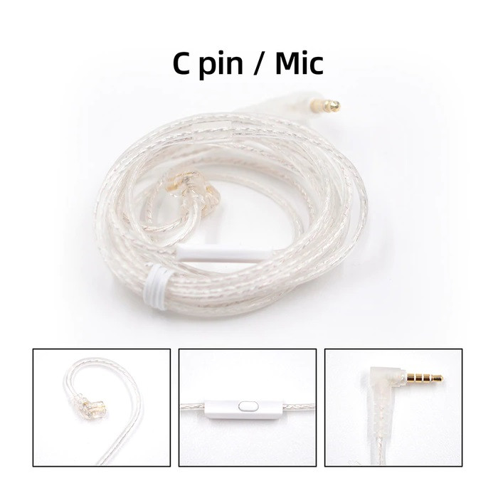 Кабель для навушників KZ AUX 3.5 mm C PIN (ZSN/ZSN PRO/AS16/ZSN PRO-X/DQ6/ZAX/ZEX/EDS) з мікрофоном (Білий)