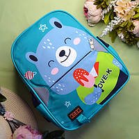 Рюкзак голубой детский дошкольный 33*27 см на молнии с карманом принт Мишка Luna