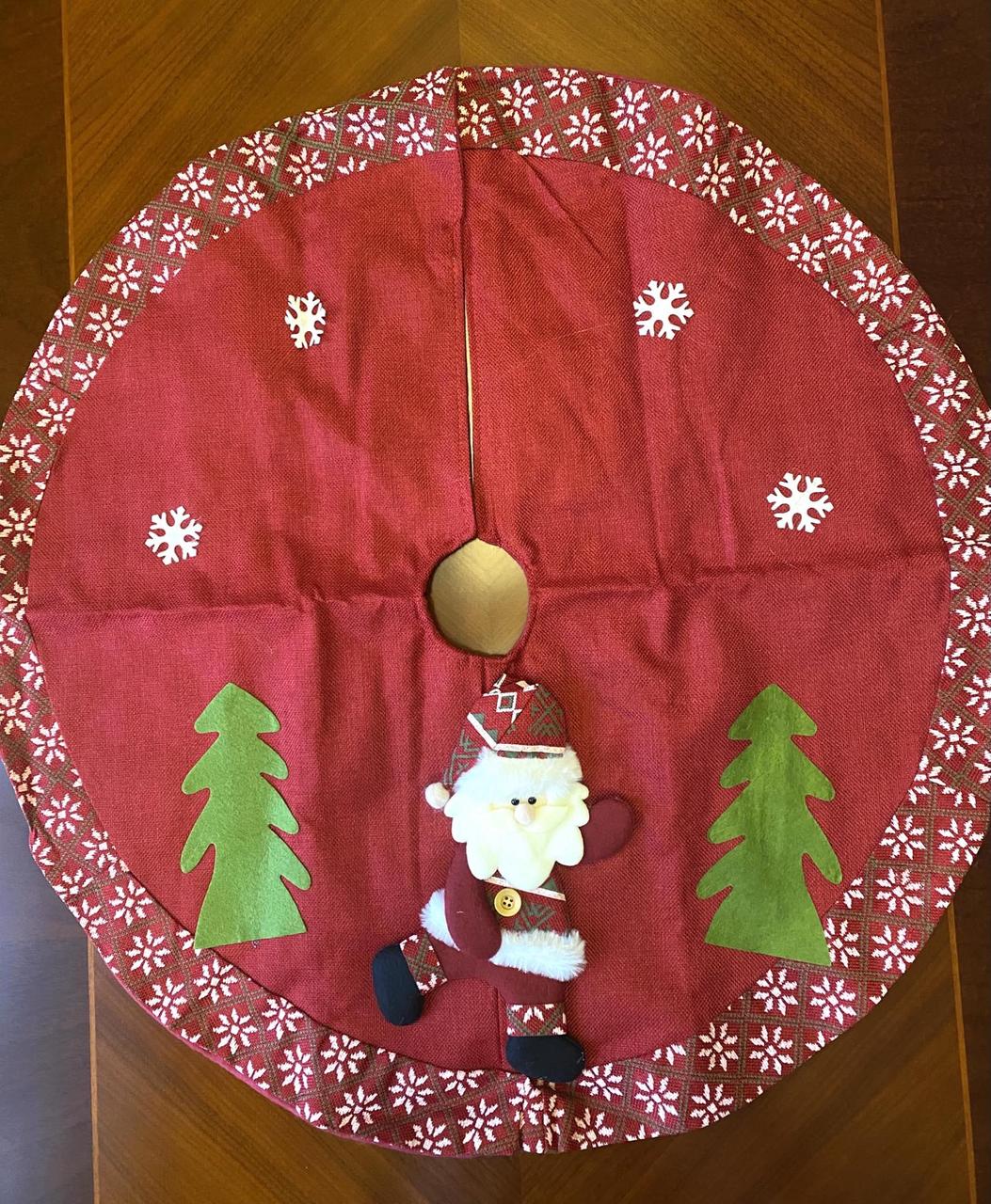 Килимок (спідниця) під ялинку білий із золотистими сніжинками з пайєток (діаметр 75 см.), фото 1