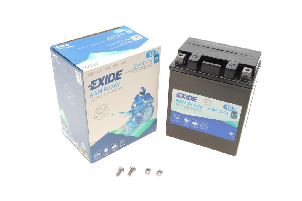 Акумуляторна батарея 14Ah/210A (134x89x164/+R/B0) (AGM) (мото) EXIDE AGM12-14 UA62