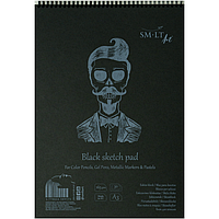 Альбом для малювання на спіралі AUTHENTIC (black) А3 165 г/м2 30 л чорний папір SMLT