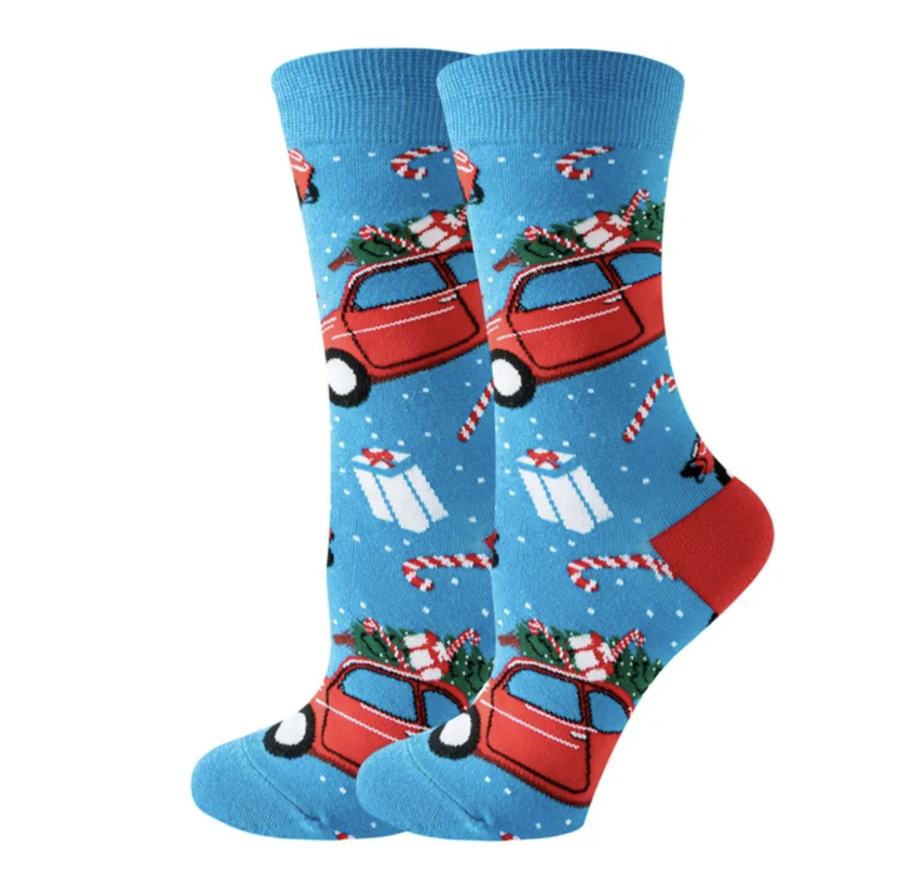 Новорічні шкарпетки для подарунків чоловічі / жіночі Теплі шкарпетки для всієї родини з новорічним принтом