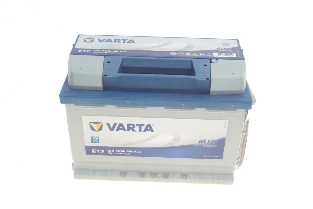 Акумуляторна батарея 74Ah/680A (278x175x190/+L/B13) Blue Dynamic E12 VARTA 574013068 3132 UA62
