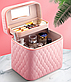 Кейс для косметики рожевий 24х24х17, б'юті-валізка дорожня, тверда косметичка з дзеркалом жіноча велика, фото 3