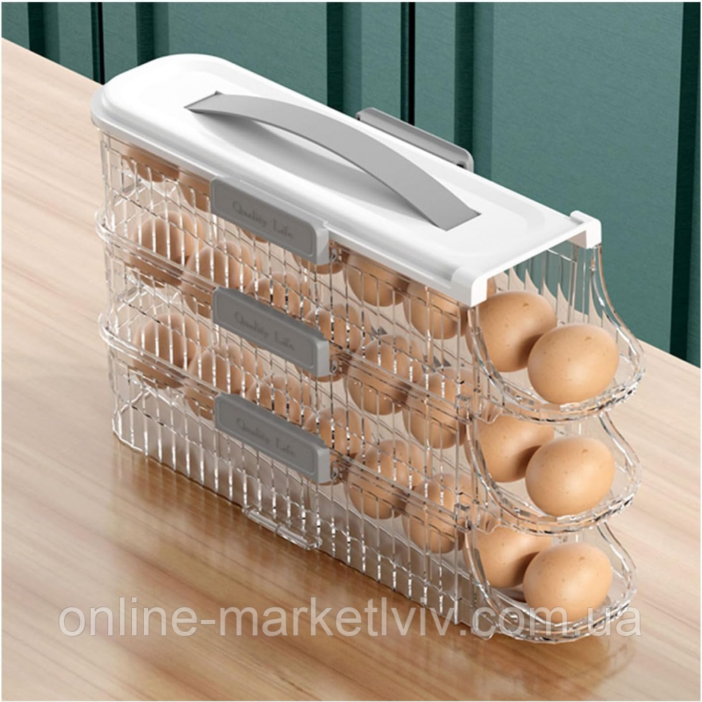 Контейнер для хранения яиц в холодильнике, три яруса для 24 яиц / Трехярусный органайзер для яиц - фото 7 - id-p2052646435