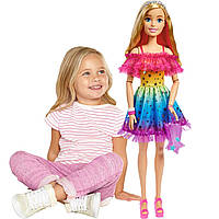 Barbie Large 28-inch HJX98 Кукла Барби большая Блондинка в радужном платье 71 см