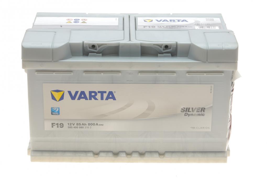 Акумуляторна батарея 85Ah/800A (315x175x190/+R/B13) Silver Dynamic F19 VARTA 585400080 3162 UA62