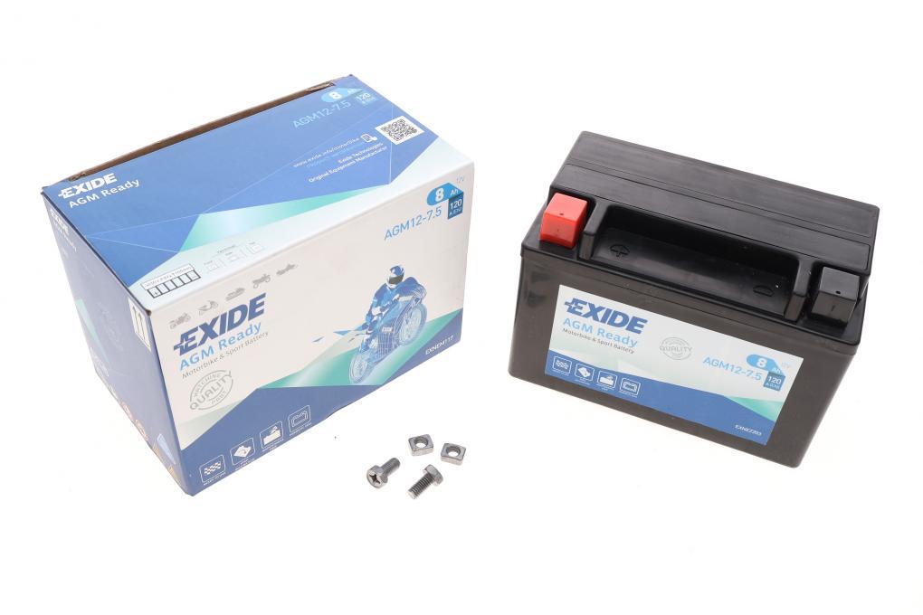 Акумуляторна батарея 8Ah/120A (150x87x105/+L/B0) (AGM) (мото) EXIDE AGM12-7.5 UA62