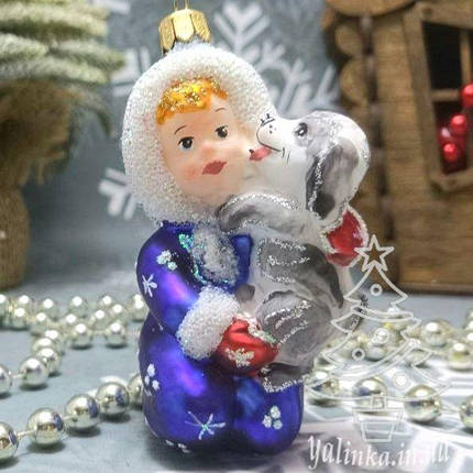 Іграшка на ялинку  дівчинка з собачкою Irena, фото 2