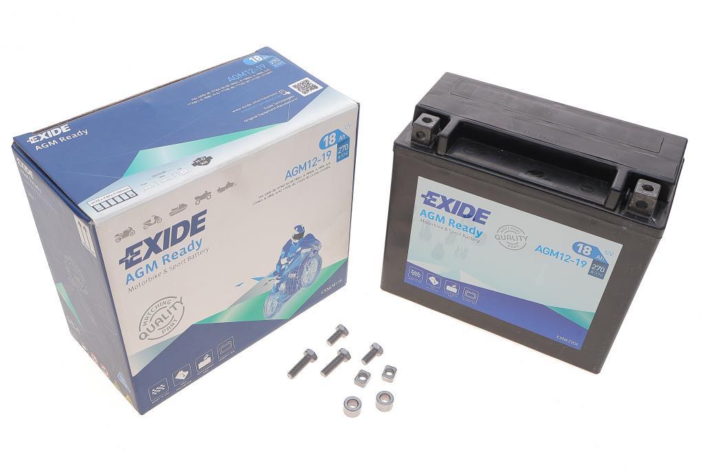 Акумуляторна батарея 18Ah/270A (175x90x155/+R/B0) (AGM) (мото) EXIDE AGM12-19 UA62