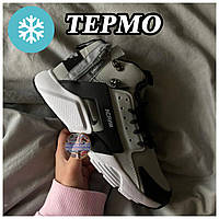 Мужские зимние кроссовки Nike Air Huarache X Acronym City Grey Termo Термо, высокие серые теплые найк хуарачи