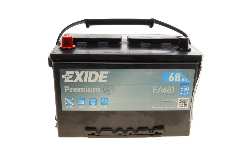 Акумуляторна батарея 68Ah/650A (277x175x190/+L/B1+B12) Premium EXIDE EA681 UA62
