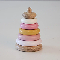 Развивающая игрушка деревянная пирамидка, детская развивающая пирамидка "Мороженное"
