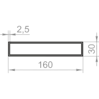 Алюминиевая труба прямоугольная 160x30x2,5 анодированная