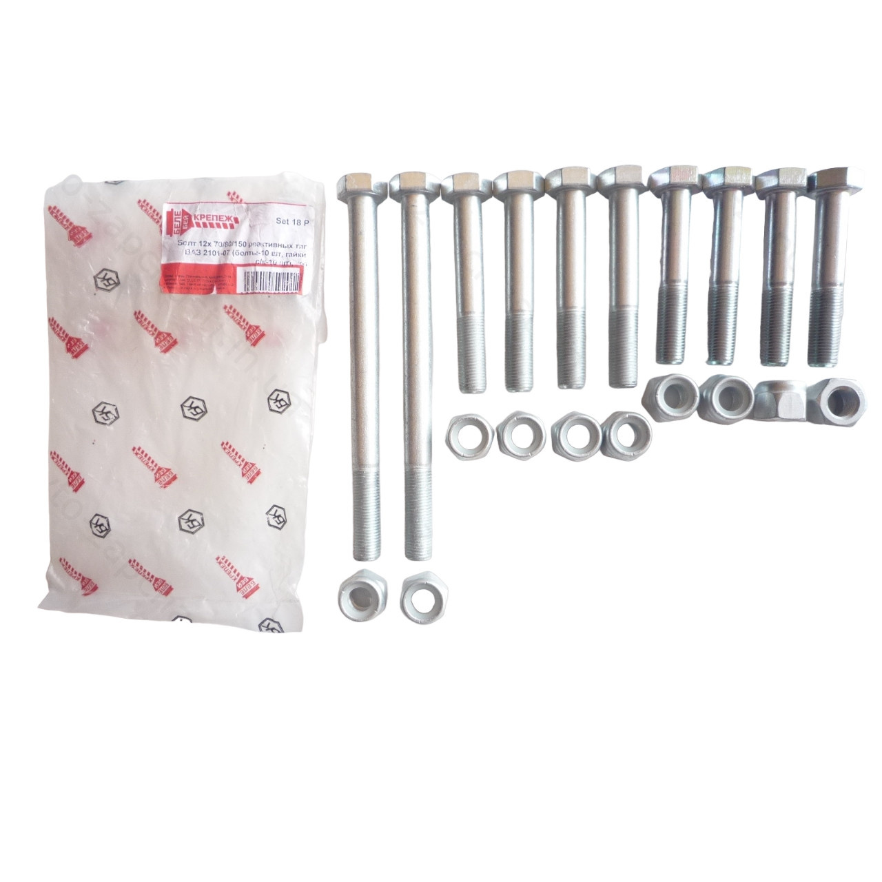 Болти 12х 70/80/150 реактивних тяг ВАЗ 2101-07 (болти-10 шт, гайки с/к-10 шт)