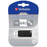 USB флеш накопичувач Verbatim 64GB Store 'n' Go PinStripe Black USB 2.0 (49065), фото 5