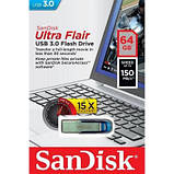 USB флеш накопичувач SanDisk 64GB Ultra Flair Blue USB 3.0 (SDCZ73-064G-G46B), фото 6