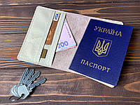 Обложка на паспорт с карманом (розовая фактурная кожа)
