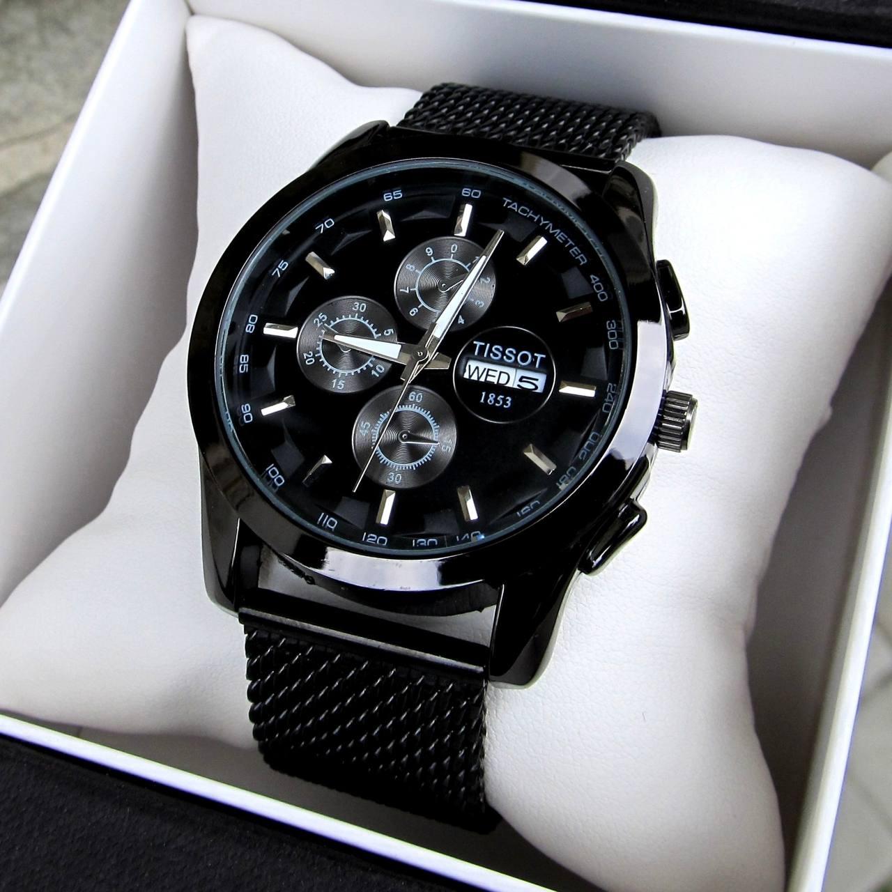 Чоловічий чорний наручний годинник Tissot / Тіссот