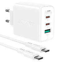 Мережевий зарядний пристрій ACEFAST A13 PD65W(USB-C+USB-C+USB-A) 3-port charger set White