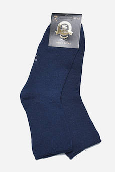 Шкарпетки чоловічи медичні махрові темно-синього кольору без гумки розмру 41-45 169402M