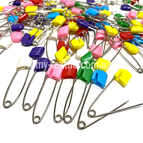Булавка постільна з безпечною клямкою 100 шт / 4 см різнокольорові